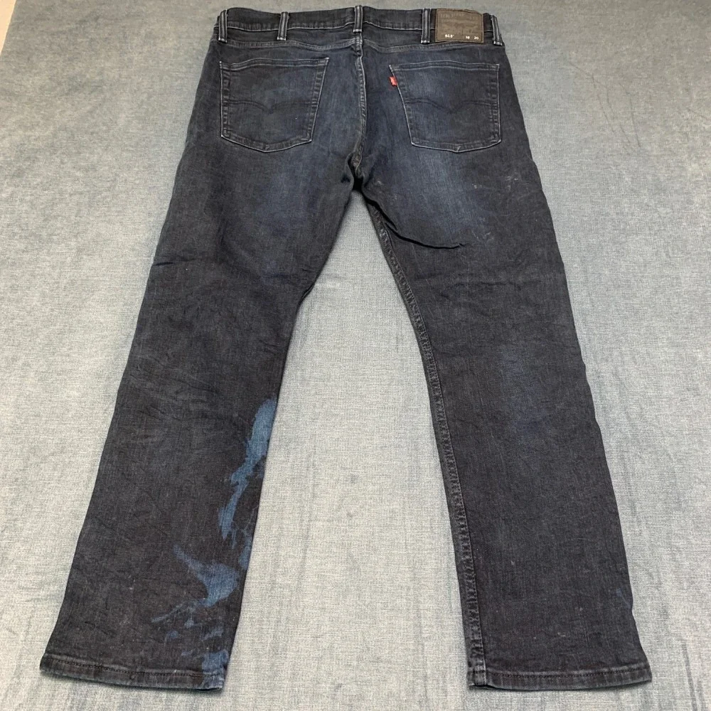 Levi's 513 Jeans Mens 38x30 Navy Blue Denim Soft Stretch Dark Wash Straight Leg